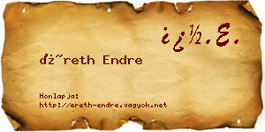 Éreth Endre névjegykártya